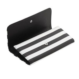 KUT From The Kloth Black & White Striped Vegan Leather Slim Wallet NWOT